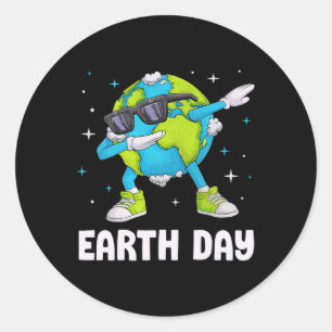 Adesivo Redondo Dia da Terra Engraçado Dab Dabbing Earth Day Desig