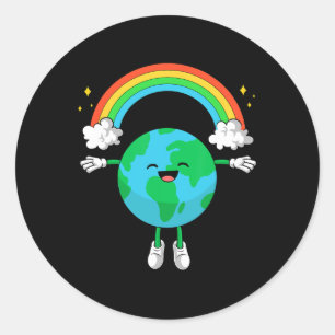 Adesivo Redondo Dia da Terra Mulheres Homens Feliz Dia da Terra Ír