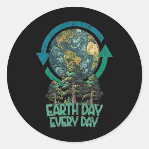 Adesivo Redondo Dia da Terra Plantam Mais Árvores Todos Os Dias Vi