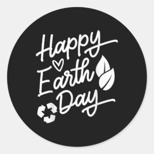 Adesivo Redondo Dia da Terra Proteção Nacional do Ambiente Feliz