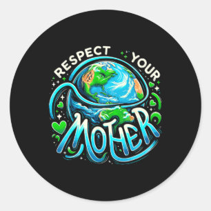 Adesivo Redondo Dia da Terra Respeite a sua mãe e a salvação ambie
