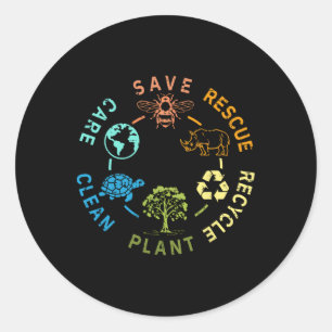 Adesivo Redondo Dia da Terra Salvar Abelhas Salvando Animais Recic