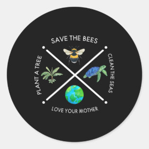 Adesivo Redondo Dia da Terra Salve As Abelhas Plantam Mais Árvores