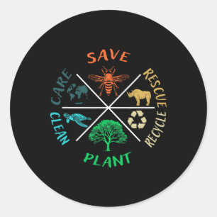 Adesivo Redondo Dia da Terra Salve As Abelhas Plantam Mais Árvores