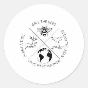 Adesivo Redondo Dia da Terra Salve As Abelhas Plantam Mais Árvores