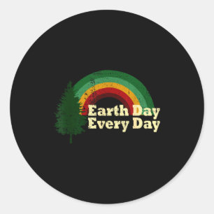 Adesivo Redondo Dia da Terra Todos os Dias Árvore de Pinheiro Arco