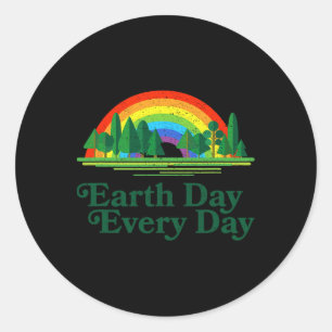 Adesivo Redondo Dia da Terra Todos os Dias Árvores Arco-Íris - Ret
