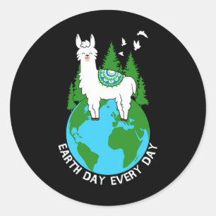 Adesivo Redondo Dia da Terra Todos os dias Llama Legal Pro Environ