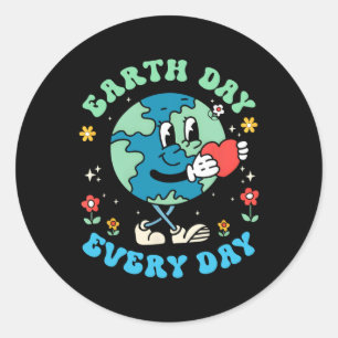 Adesivo Redondo Dia da Terra Todos os Dias Planeta Fofo Feliz Dia