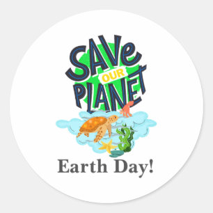 Adesivo Redondo Dia da Terra Todos os Dias Vá Verde Salve o Nosso