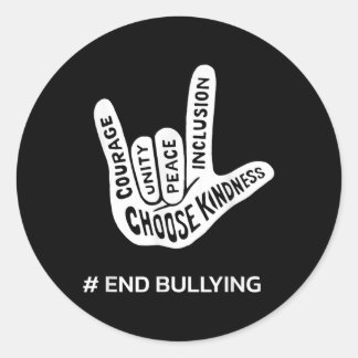Adesivo Redondo Dia da Unidade Anti-Bully Sinal de Amor Acabou com
