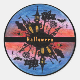 Adesivo Redondo Dia das abóboras góticas assustador do Halloween