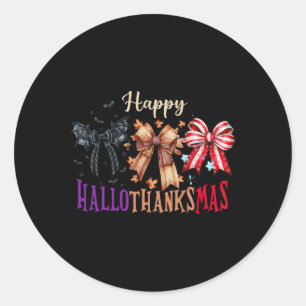 Adesivo Redondo Dia das Bruxas Ação de Graças Feliz Hallothanksmas