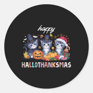 Adesivo Redondo Dia das Bruxas de Natal de Hallothanksmas