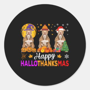 Adesivo Redondo Dia das Bruxas de Natal de Pitbull Hallothanksmas