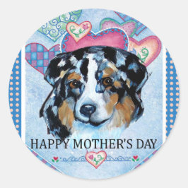 ADESIVO REDONDO DIA DAS MÃES AUSTRALIAN SHEPHERD