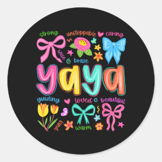 Adesivo Redondo Dia das Mães Engraçado Amado e Cuidadoso Yaya Bow
