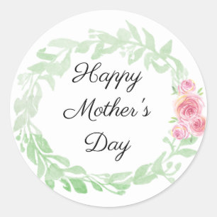 Adesivo Redondo Dia das mães feliz floral bonito