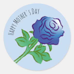 Adesivo Redondo Dia das Mães Rosa Azul
