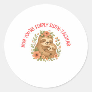 Adesivo Redondo Dia das Mães Sloth Mom