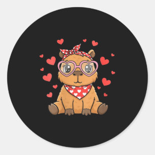 Adesivo Redondo Dia das Mulheres Capivara Dia dos Namorados Menina