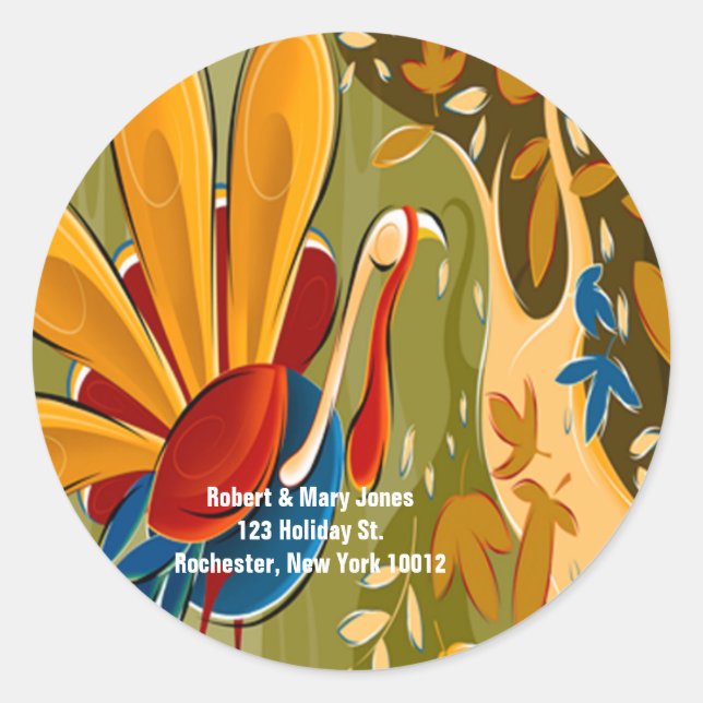 Adesivo Redondo Dia de Ação de Graças à Turquia (Frente)