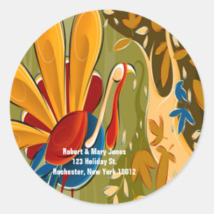 Adesivo Redondo Dia de Ação de Graças à Turquia