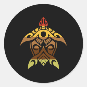 Adesivo Redondo Dia de Ação de Graças da Tartaruga Tribal Legal Fa