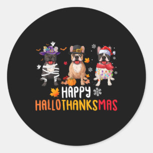 Adesivo Redondo Dia de Ação de Graças de Halloween Touro Francês E