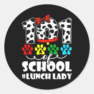 Adesivo Redondo Dia de almoço Senhora Cachorro Bonito Aluno Ou Pro
