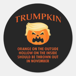 Adesivo Redondo Dia de as Bruxas engraçado Anti-Trumpkin