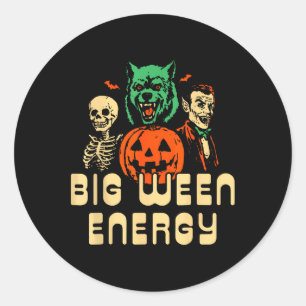 Adesivo Redondo Dia de as Bruxas engraçado Big Ween Energy Uni