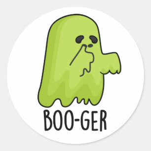 Adesivo Redondo Dia de as Bruxas engraçado Boo-ger Booger Ghost Pu