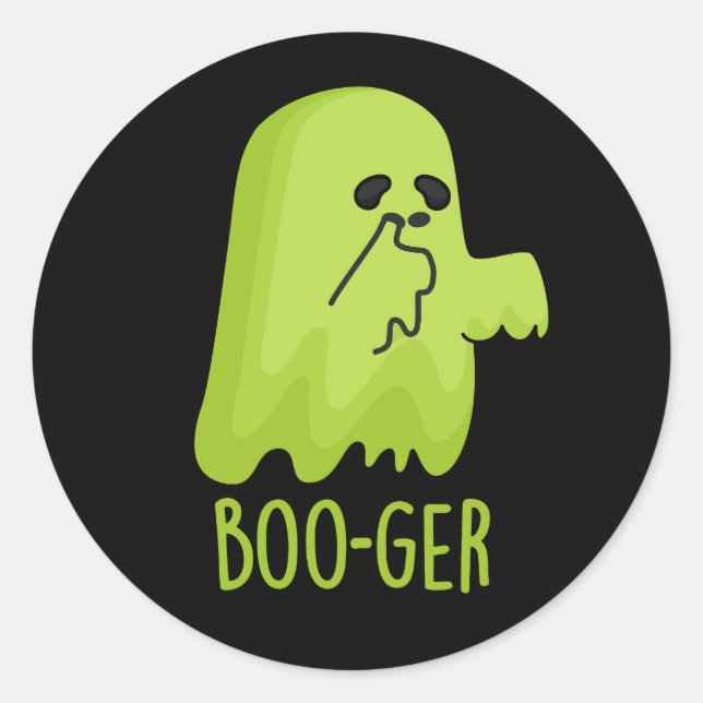Adesivo Redondo Dia de as Bruxas engraçado Boo-ger Booger Ghost Pu (Frente)