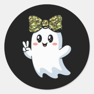 Adesivo Redondo Dia de as Bruxas engraçado Camouflage Camo Ghost H