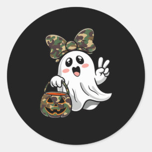 Adesivo Redondo Dia de as Bruxas engraçado Camouflage Camo Ghost H