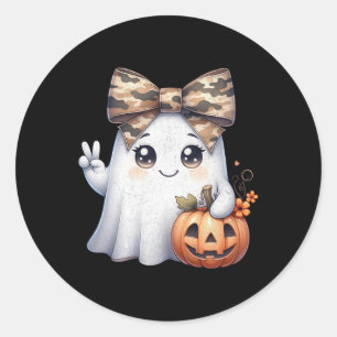 Adesivo Redondo Dia de as Bruxas engraçado Camouflage Camo Ghost H