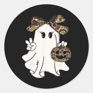 Adesivo Redondo Dia de as Bruxas engraçado Camouflage Camo Ghost H