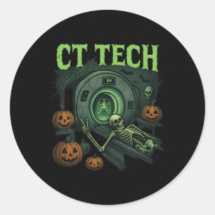 Adesivo Redondo Dia de as Bruxas engraçado De Esqueleto Ct Tech Ra