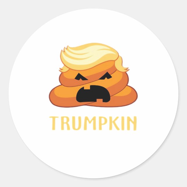 Adesivo Redondo Dia de as Bruxas engraçado de Poop Trumpkin (Frente)