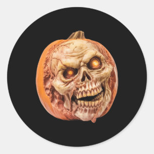 Adesivo Redondo Dia de as Bruxas engraçado De Pumpkin De Horror In