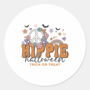 Adesivo Redondo Dia de as Bruxas engraçado dizendo Hippie Hallowee