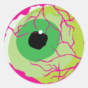 Adesivo Redondo Dia de as Bruxas engraçado Encarado Zombie Eyeball