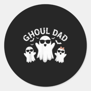 Adesivo Redondo Dia de as Bruxas engraçado Ghoul Pai Vintage Pai G
