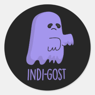 Adesivo Redondo Dia de as Bruxas engraçado Indi-gost Indigo Ghost