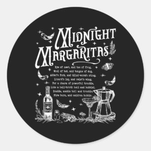 Adesivo Redondo Dia de as Bruxas engraçado Magia da Margaritas da