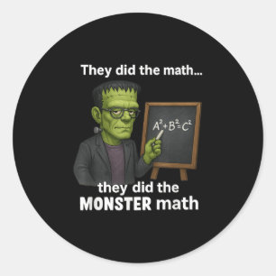 Adesivo Redondo Dia de as Bruxas engraçado Monstro Math Pun, Teach