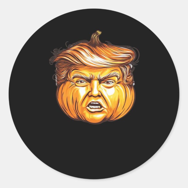 Adesivo Redondo Dia de as Bruxas engraçado Pumpkin Parody Político (Frente)