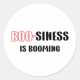 Adesivo Redondo Dia de as Bruxas engraçado Pun - Boo-siness está c