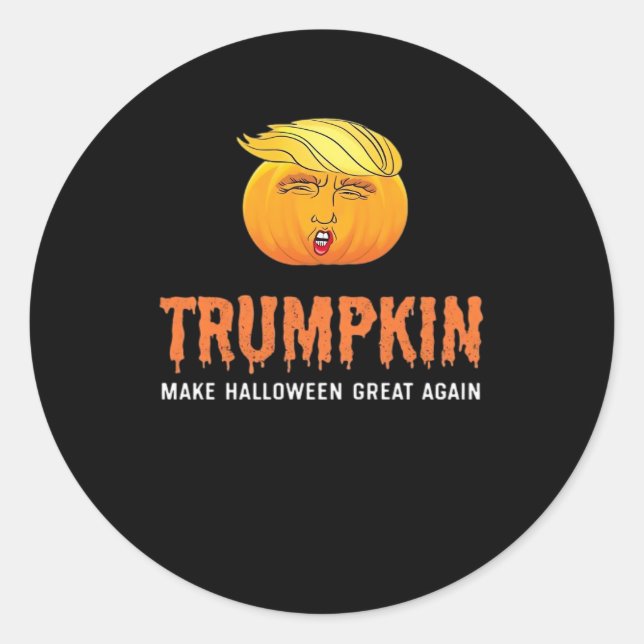 Adesivo Redondo Dia de as Bruxas engraçado Trumpkin (Frente)